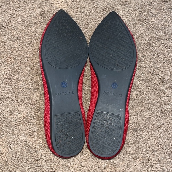 Rothy’s The Point Pointed Toe Knit Flat Red 8 - Picture 7 of 8